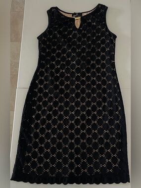 Ronni Nicole Black Sleeveless Midi Dress with Nude Underlayer